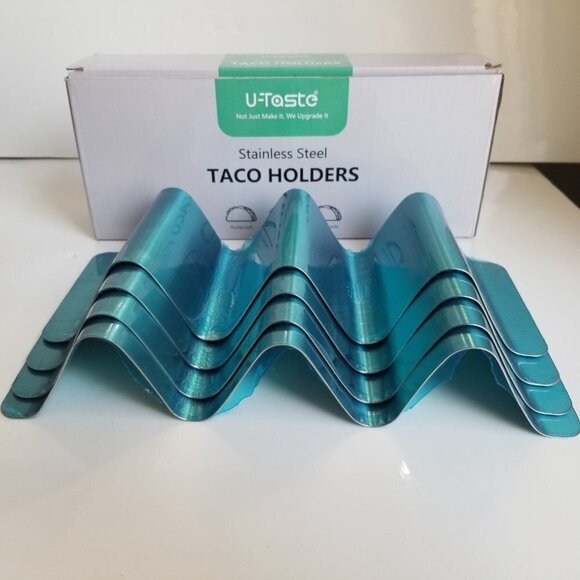 Taco Holders Stainless Steel U-Taste Soft Hard Taco Shell Rack Set of 4 - Picture 13 of 13